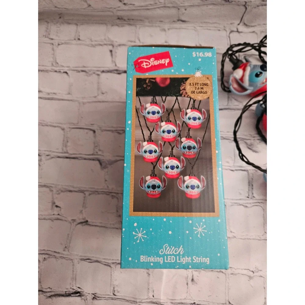 Disney Stitch LED String Lights Christmas 8.5ft Blue Red Good Blinking Holiday